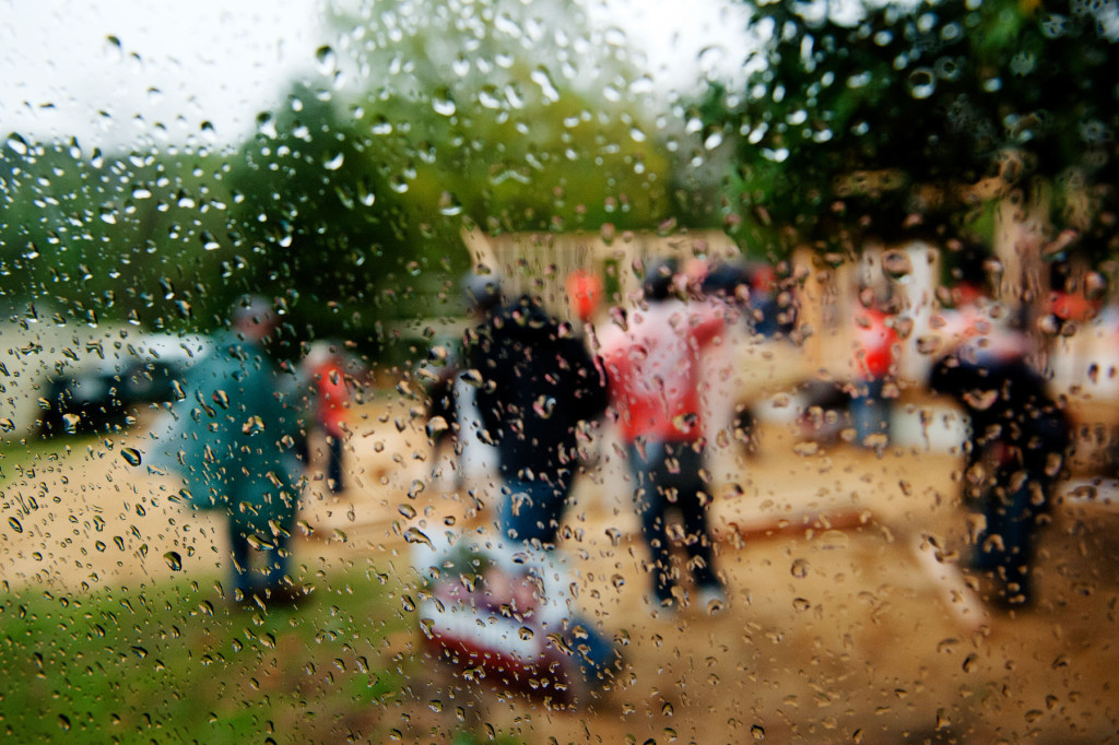 Despite rainy weather, about 150 volunteers worked together to put up framework for five houses at a Habitat for Humanity building site in a neighborhood behind Aberdeen Lake Park on Wednesday, April 15, 2015 in Aberdeen, North Carolina.