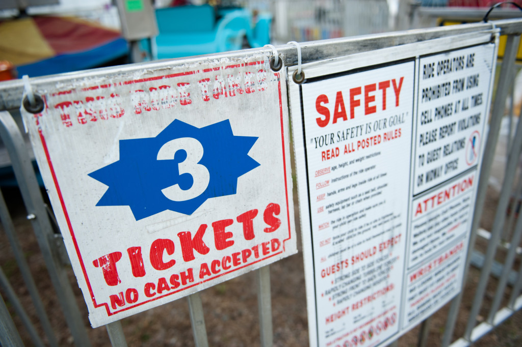 Many rides required at least three tickets per patron to ride at the Moore County Fair on Thursday, October 1, 2015 in Carthage, North Carolina.